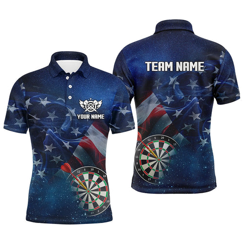 American Flag Universe Patriotic Custom Dart Polo Shirts, Personalized Darts Gift For Player