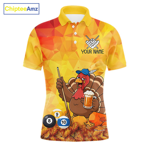 Yellow Funny Drunk Turkey Beer Billiard Shirts Custom Thanksgiving Pool Team Jersey
