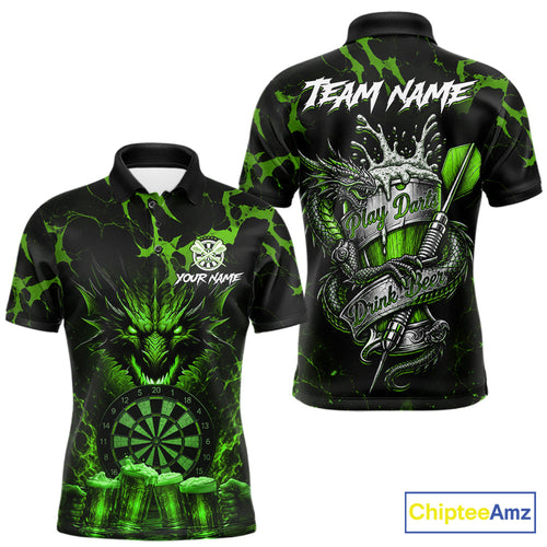 Black And Green Personalized Dragon Beer Darts Shirts Custom Darts League Team Jersey