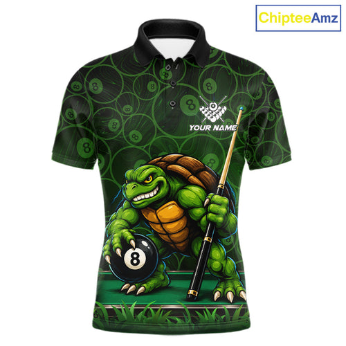 Black And Green Funny Turtle 8 Ball Pool Billiard Shirts Custom Billiard Team Jersey