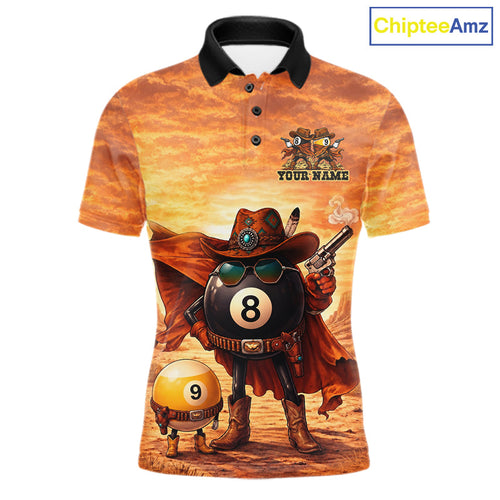 Funny Desert Cowboy 8 Ball & 9 Ball Billiard Pool Shirt Custom Retro Billiard Team Jersey