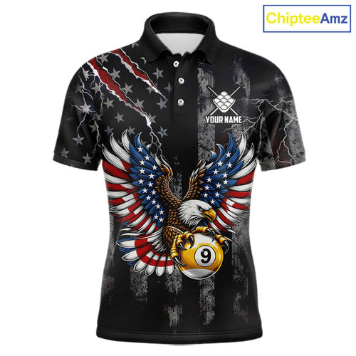 Vintage American Flag Eagle Patriotic Billiard Shirt Custom 9 Ball Pool Team Jersey