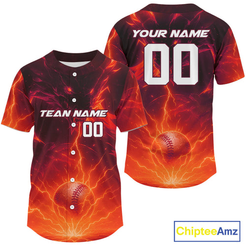 Red Custom Lightning Dragon Baseball Ball Jerseys Baseball Team Shirts