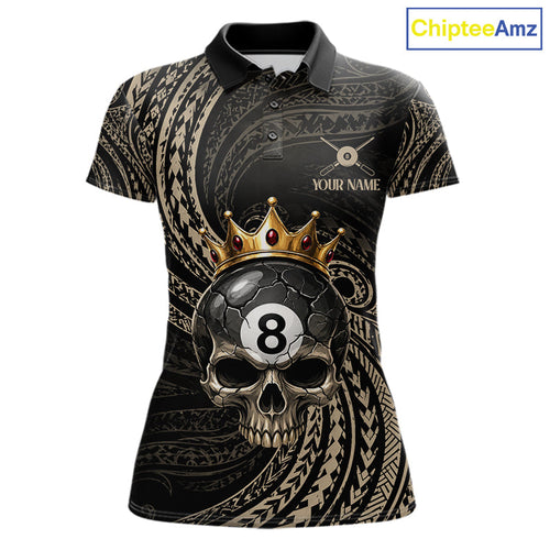 Beige Tribal Skull Pool Billiard Shirts Custom Skull Crown 8 Ball Billiard Team Jersey