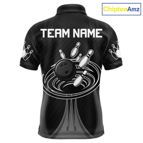 Black And White Bowling Polo & Quarter-Zip Shirt Personalized Bowling Team Attire