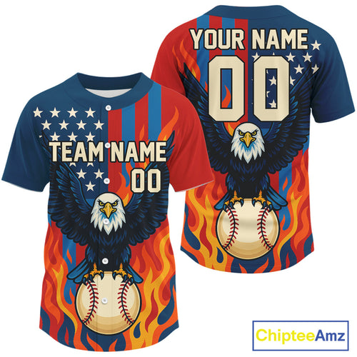 's Patriotic Baseball Jersey Custom US Flag Baseball Jersey For Newborns Personalized