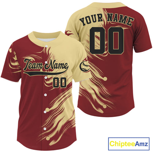's Red And Yellow Baseball Jersey Personalized Outfits Baseball Shirt For Newborns