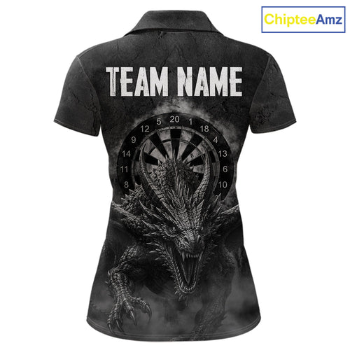 Custom Dragon Darts Shirt With Cracked Stone, Dragon Grey Smoke Darts Team Jersey