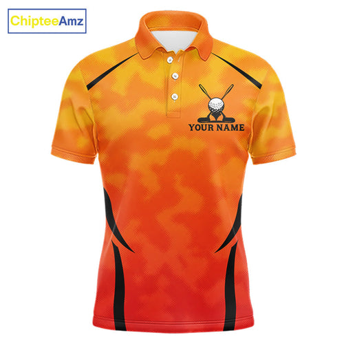 's Orange Camo Golf Polo Shirt Custom Golf Team Jersey Camo Golf Short Sleeve Jersey