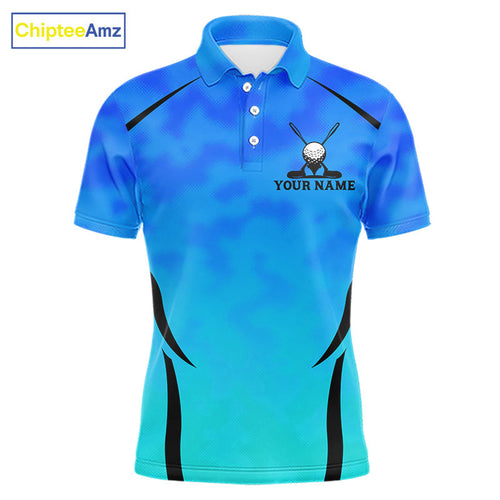's Blue Camo Golf Polo Shirt Custom Golf Team Jersey Camo Golf Short Sleeve Jersey