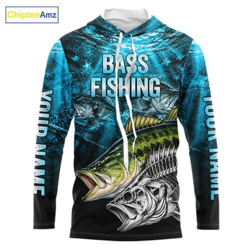 Personalized Skeleton Largemouth Bass Fishing Tournament Shirt Bass Fishing Jersey Short & Long Sleeve