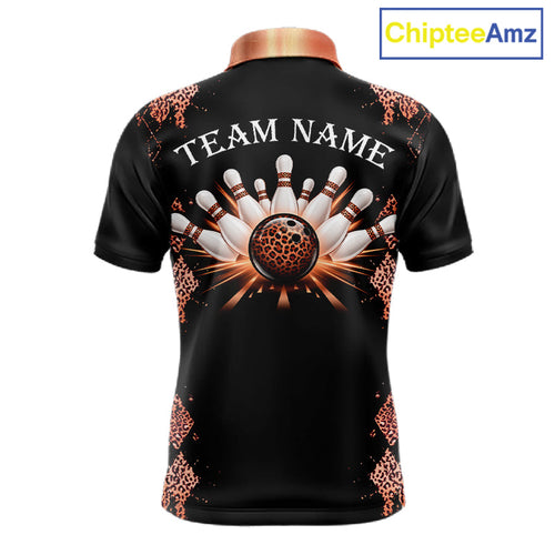 Orange Leopard Pattern Bowling Shirts Custom Leopard Light Bowling Strike Bowling Team Jersey