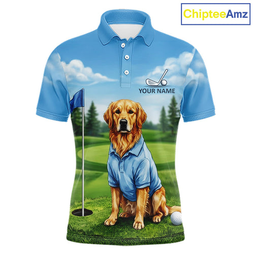 Golden Retriever Golf Shirt Custom Funny Golf Polos Matching Couples Golf Shirts