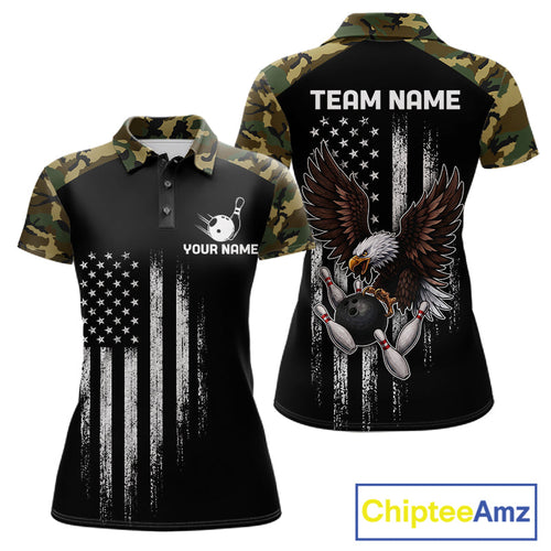 Patriotic USA Flag Darts Polo 1/4-Zip Shirt Custom Green Military Camouflage Darts Team Jersey