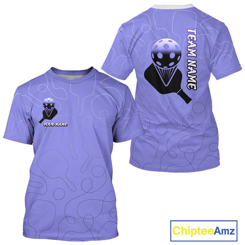 Custom Black And Purple Pickleball T-Shirt Outfit Paddle Pickleball Team Shirt