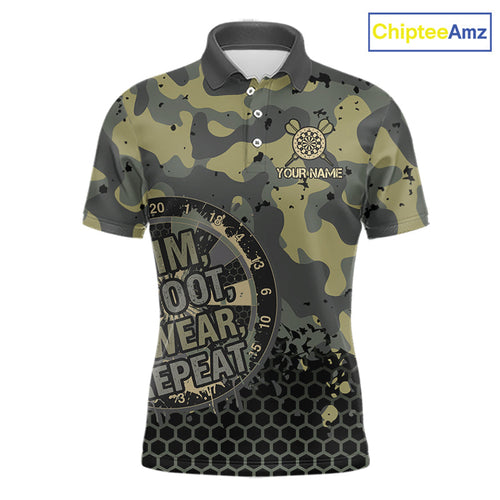 Custom Dart Shirt Green Camo Aim Shoot Swear Repeat Jersey Personalized Darts Player Gift