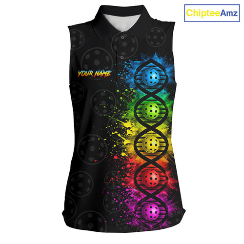 Colorful Splatter Sleeveless Polo Pickleball Shirt Is In My Dna Custom Pickleball Tournament Team Uniform