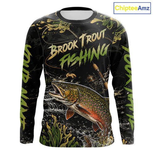 Personalized Brook Trout Performance Fishing Jerseys, Vintage Trout Fish Tournament Fishing Shirts