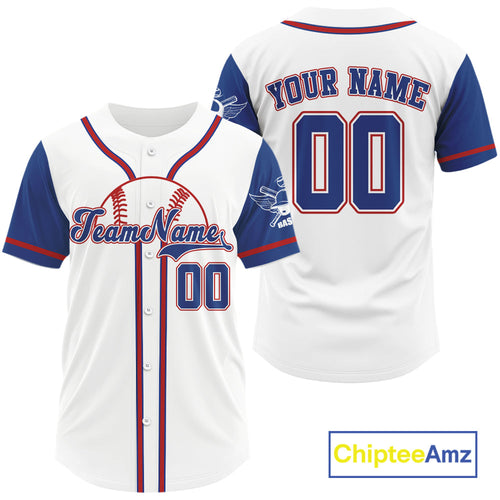 Custom Red And Blue Baseball Jersey Personalized Baseball Shirt For Gifts