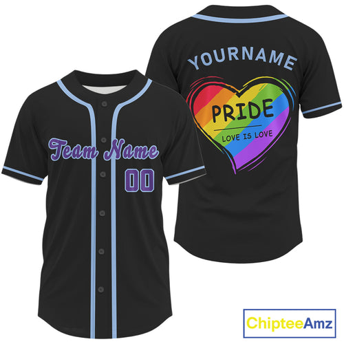 "Pride Love Is Love" 's Baseball Jersey Custom LGPT Baseball Shirt For LGPTQ+ Fans