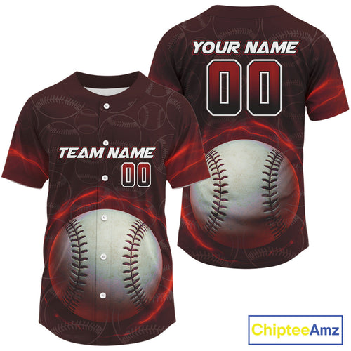 Custom Red - Black Lightning Baseball Ball Jersey, Outfits Baseball Jersey For Newborns