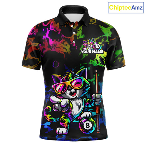 Custom Colorful Billiard Shirt Personalized Neon Cat 8 Ball Pool Team Jersey Billiard Apparel