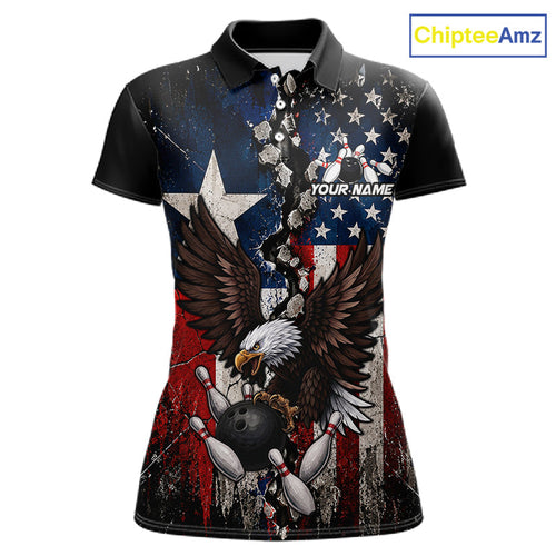 Custom US Flag Patriotic Bowling Shirt Texas Flag Eagle Bowling Vintage Bowling Team Apparel