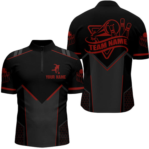 Bowling Jersey Custom Bowling Quarter-Zip Shirt Team Bowlers Short Sleeve