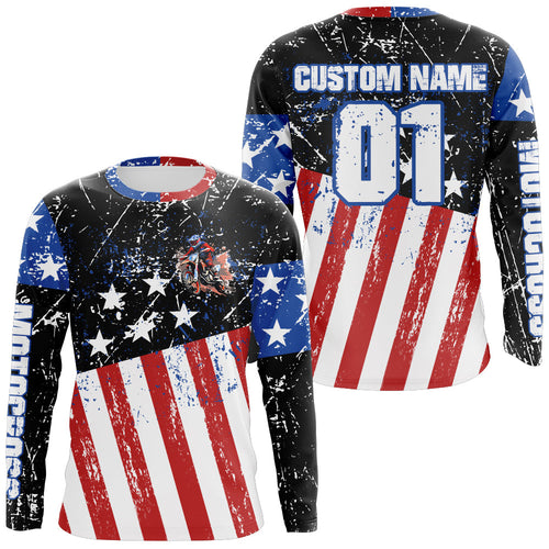 Patriotic Motocross Racing Jersey Adult Dirt Bike Shirt American Flag Riding Shirt