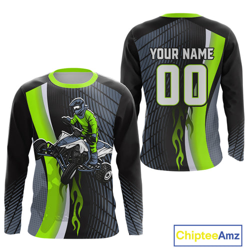 Green ATV Motocross Racing Jersey Custom ATV Shirts Quad Jersey