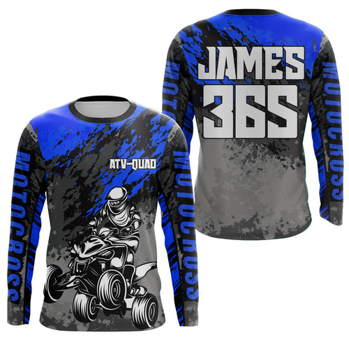 Custom ATV Motocross Jersey Blue Upf30+ Quad Bike Off-Road Jersey ATV Riding