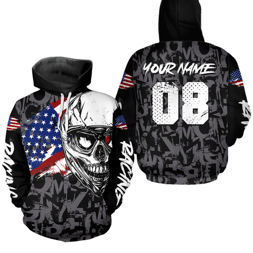 Patriotic Motocross Hoodie Dirt Bike Racing Hoodie Custom Riding Shirt