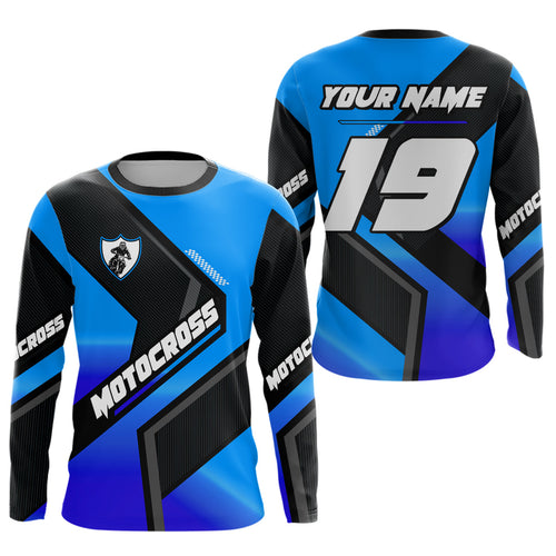 Blue Motocross Shirts +Custom Dirt Bike Jersey Off-Road Shirt
