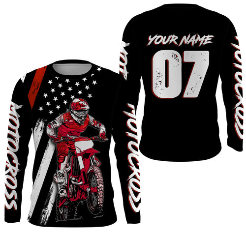 Custom motocross jersey American &adult + red dirt bike racing off-road motorcycle shirt