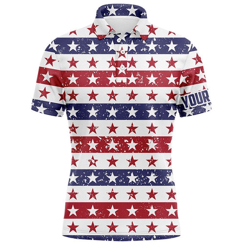 Retro American Flag Seamless Men's Golf Polos Patriotic Usa Golf Tops For Men Golf Gifts, Golf Polo Shirt, Golf Shirts