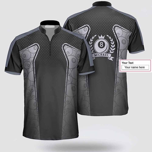 Personalized Billiard Pattern Grey Black Billiard Jerseys Shirt