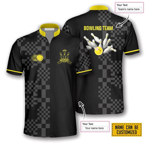 Sporty Abstract Pattern Bowling Personalized Names And Team Jersey Shirt - Gift For Bowling Enthusiasts