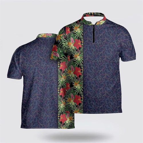 Tropical Bowling Pattern Bowling Jersey Shirt - Gift For Bowling Enthusiasts