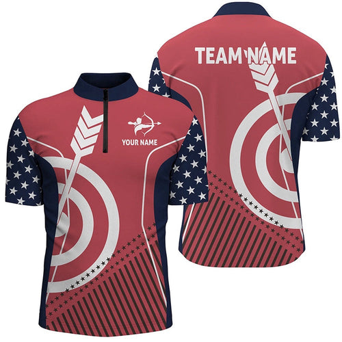 US Flag Archery Jersey Shirts For Men Custom Patriotic Gifts For Archers, Custom Archery Team Shirt