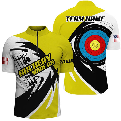 Yellow Archery Jerseys Men Polo & Jersey Shirts Custom Archery Bow Shirts, Custom Archery Team Shirt