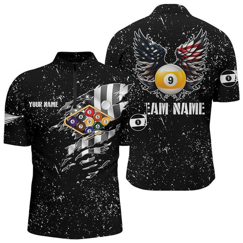 US Flag Billiard Balls 3D Jersey Shirts, Funny Billiard 9 Ball Wings Jerseys, Personalized Billiard Team Jersey Shirt