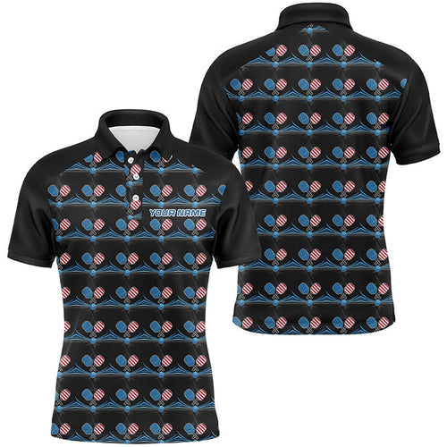 Custom American Flag Pickleball Polo Shirts For Men, Patriotic Pickleball Polo Shirts For Teams, Pickleball Polo Shirts