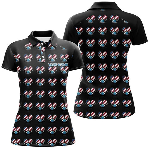 American Flag Pickleball Polo Shirts, Patriotic Pickleball Polo Shirts For Women, Pickleball Polo Shirts