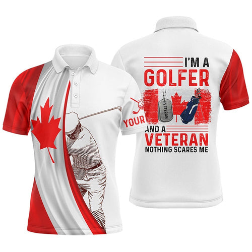 Im A Golfer And A Veteran Canada Flag Men's Golf Polo Shirt Custom Patriotic Golf Tops For Men, Golf Polo Shirt, Golf Shirts