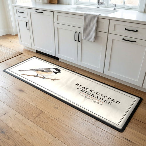 Black-capped Chickadee Field Guide Kitchen Mat