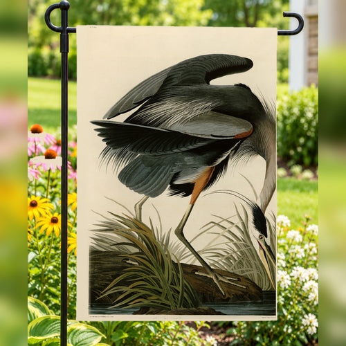Great Blue Heron Vintage Field Plate Garden & House Flag
