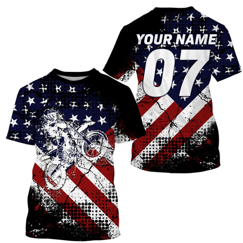 Adult& + American flag jersey Motocross customizable dirt bike off-road motorcycle shirt