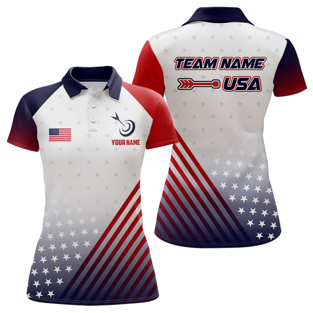 Personalized Patriotic US Flag Archery Polo & Quarter-Zip Shirts Custom Team Archery Jerseys