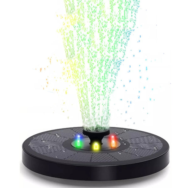 Round floating solar fountain pump with LED lights