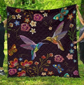 Humming Bird and Flowers For Man Fleece Throw Blanket